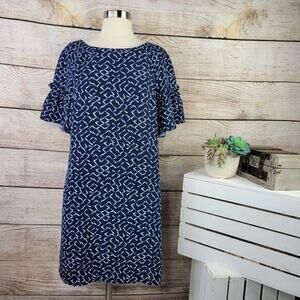 NWT‎ Banana Republic Boat Neck Puff Sleeve Navy Blue Shift Dress Size Small